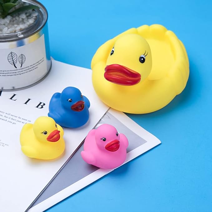 Bath Duck Toys Rubber Ducks Family Squeak and Float Duckies Baby Shower Toy Party Decoration for Toddlers Boys Girls (Colorful Duck Family)