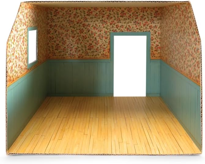 Bedroom Dollhouse Craft Kit – Easy to Build & Paint Miniature Bedroom | Cardboard Room + 6 Wooden Pieces + Decoration Sheets | 1:12 Scale | Sam & Julia's Mouse Mansion