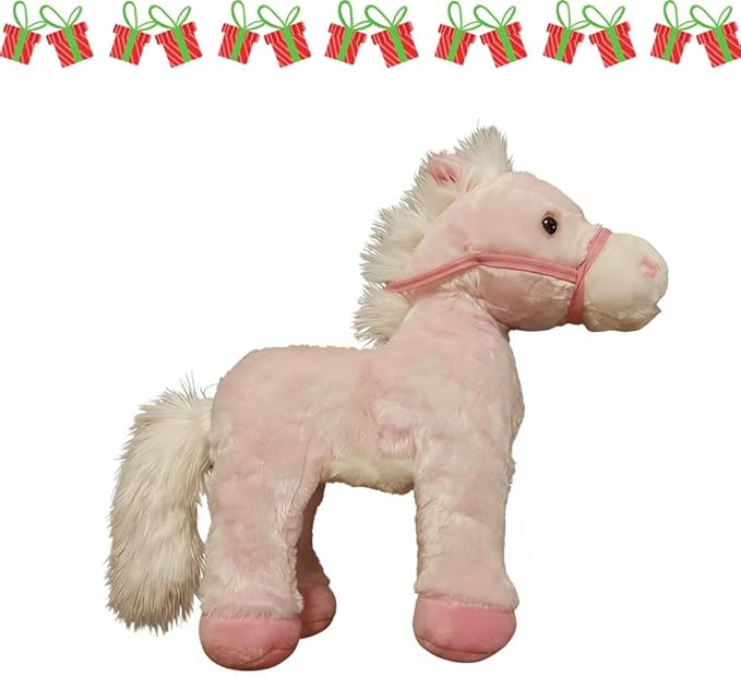 2025 Animated Plush Horse – Walking Toy, Electric Stuffed Animal Plush Interactive Horse Toy Figures, Soft Interactive Pony with Joyful Neighing Sounds Dancing (Pink)