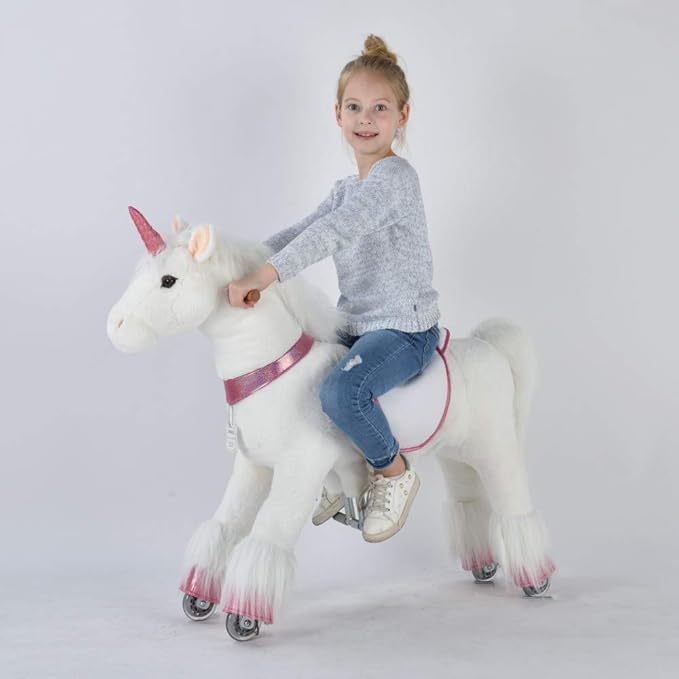 UFREE Ride on Unicorn, Unicorn Ride on Toy, Riding Unicorn, Plush Animal, Pink Unicorn for Kids, Ages 4-9