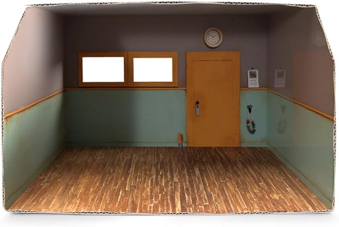 Classroom Dollhouse Craft Kit – Easy to Build & Paint School Room | Cardboard Room + 6 Wooden Pieces + Decoration Sheets | 1:12 Scale | Sam & Julia's Mouse Mansion