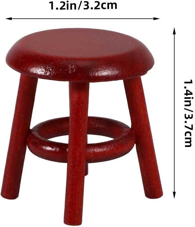 Totority Miniature Wooden Stool for Dollhouse Decor Tiny Furniture for Living Room Bedroom Study Retro Doll House Accessory