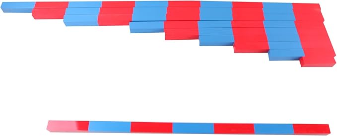 Montessori Numerical Rods for 4+ Year Olds - Blue and Red Wooden Math Game Without Digital Cards - Preschool Learning and Sensory Toys for Toddlers