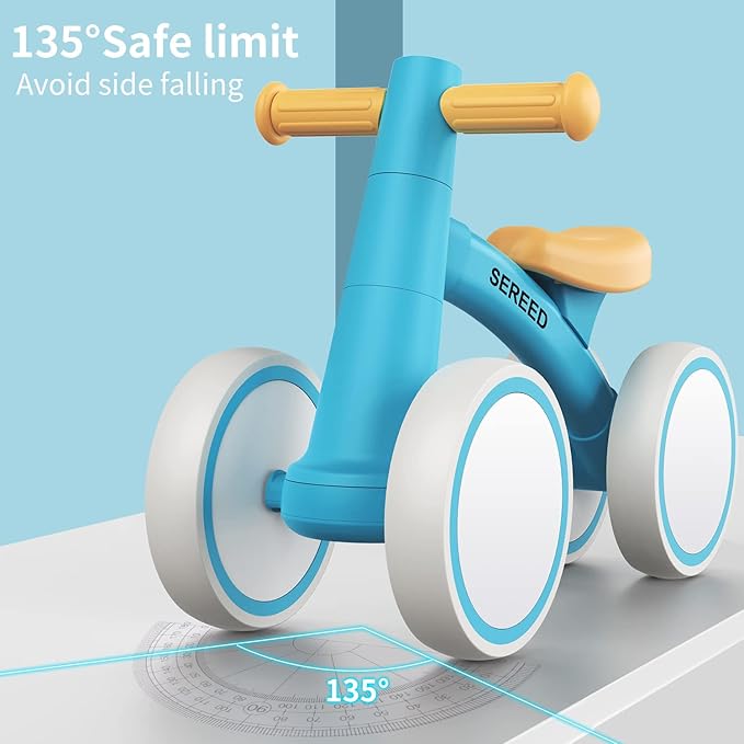 SEREED Baby Balance Bike for 1 Year Old Boys Girls 12-24 Month Toddler Balance Bike, 4 Wheels Toddler First Bike, First Birthday Gifts
