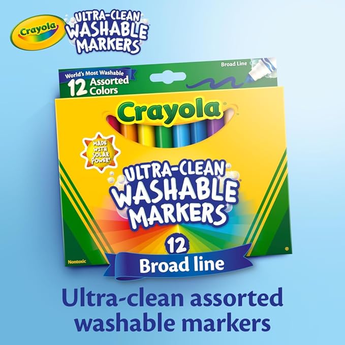 Crayola Broad Line Markers (12 Count), Washable Markers for Kids, Assorted Colors, Arts & Crafts Supplies, For Coloring Books & Art Projects, Ages 3+ (Pack of 2)