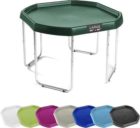 MEKA Large 38"x38" Tuff Tray Set Dark Green, Activity Sensory Tray Plus Stand Children, Outdoor Play Sand and Water Table for Toddlers and Kids, Toy Boys Girls