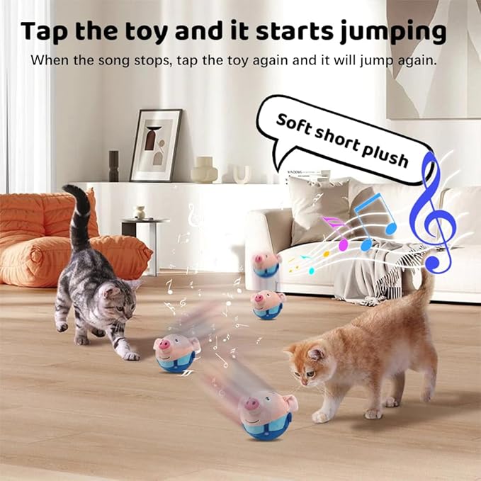 Moving Pet Plush Toys, USB Rechargeable Interactive Dog Toys, Moving Plush Squeaky Toys for Small Medium Large Dogs (Red Pig)