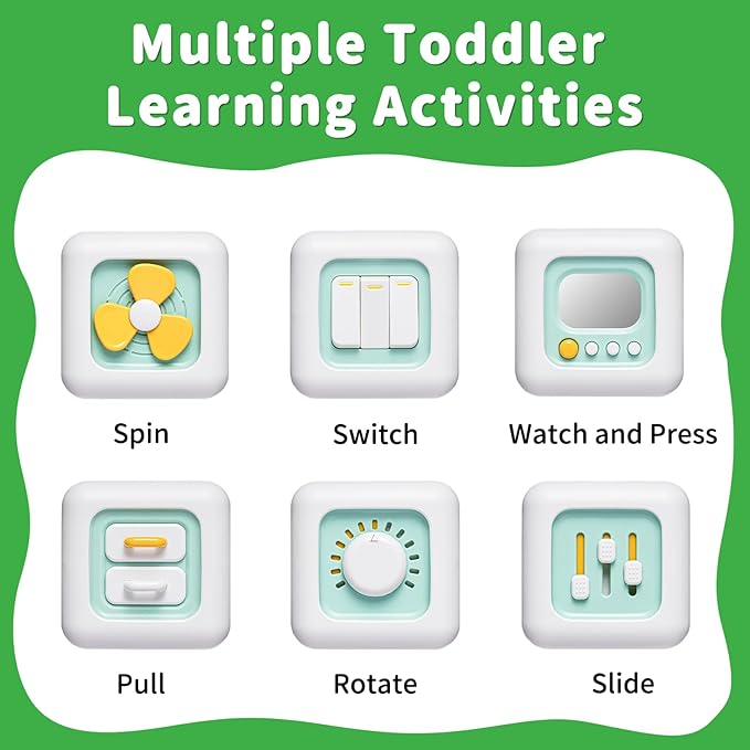 Busy Cube Toy, Sensory Toys for Toddlers 1-3, Baby Car Seat Toys 12-18 Months, Toddler Airplane Travel Toys Age 1-2, Learning Fine Motor Skills, 1st Birthday Gifts Stocking Stuffers