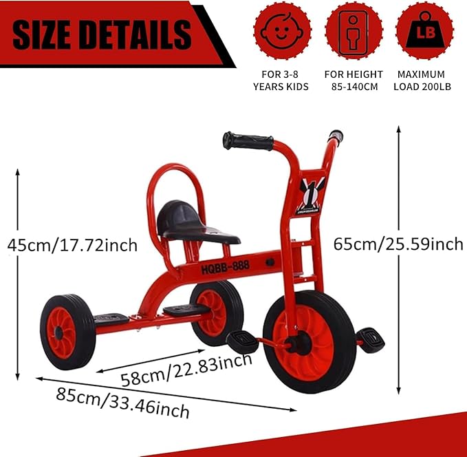 Kids Tricycle for Preschool Playground, Daycare Toddler Trike, Toddler Bikes for Riders Ages 2+, Outdoor Playground Equipment Tricycles