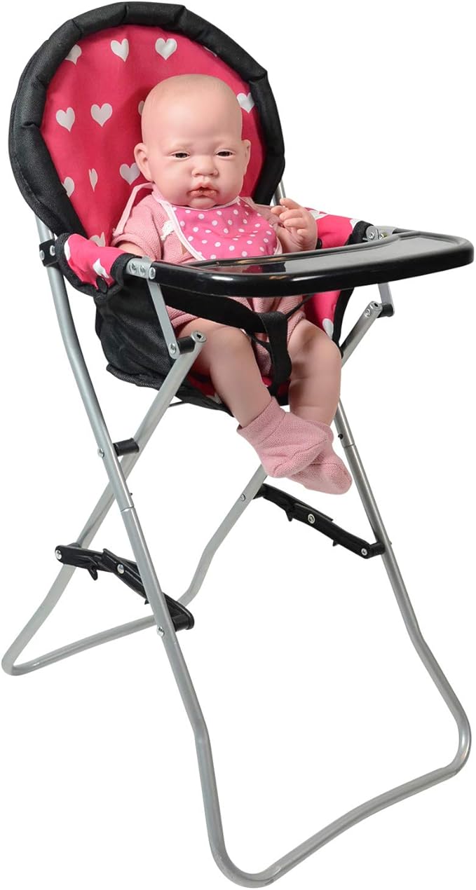 Foldable Baby Doll High Chair, Baby Doll Accessories, Dolls & Accessories Highchair Stuff for 18 Inch Doll, Doll High Chair Toy Set for Toddlers 3 Year Old Girls, 5+ Year Old Girl Doll Furniture Toys