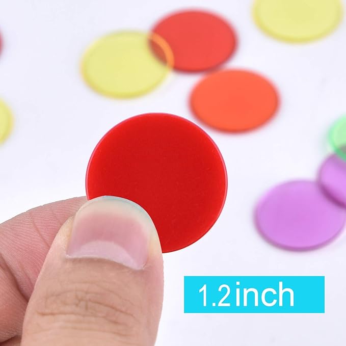 Coopay 200 Pieces 10 Colors 1-1/5 inch Plastic Learning Counters Disks Bingo Chip Counting Discs Markers for Math Practice and Poker Chips Game Tokens