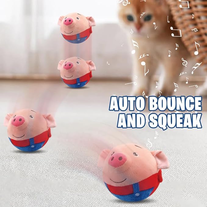 Moving Pet Plush Toys, USB Rechargeable Interactive Dog Toys, Moving Plush Squeaky Toys for Small Medium Large Dogs (Red Pig)