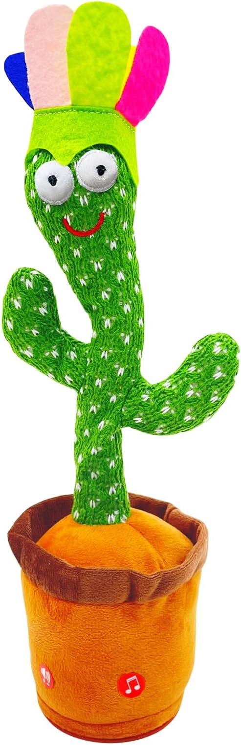 Adjust Volume Dancing Talking Cactus Baby Toy Singing Mimicking Recording Toys Repeats What You Say, Comes with 120 English Songs Singing Talking Musical Toys
