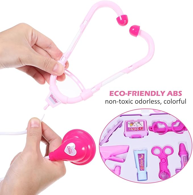 Totority Doctor Kit for Kids, 14Pcs Pretend Play Medical Set with Realistic Tools, Educational & Safe Toy for Toddlers and Preschoolers, Perfect for Role Play at Home and Parties