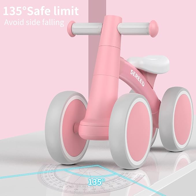 SEREED Baby Balance Bike for 1 Year Old Boys Girls 12-24 Month Toddler Balance Bike, 4 Wheels Toddler First Bike, First Birthday Gifts