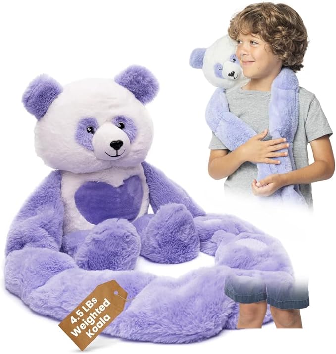 Plushland Original 5lbs Weighted Stuffed Animals Plush Toys with Long Arms, Giant Plushies Pillow Hugging Toy Gifts with Bean Bag for Kids and Adults (Panda)