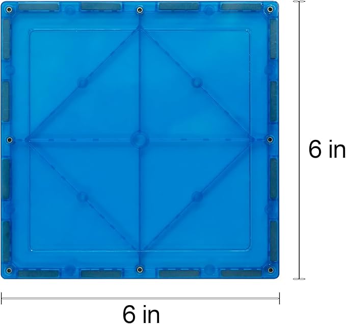 Large Magnetic Tiles Set - 6 Piece Square STEM Learning & Educational Building Kit for Kids - Perfect Construction Toy Gift
