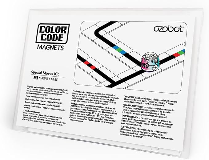 Ozobot Color Code Magnets Special Moves Kit, Interactive Coding Learning Tool for Kids Ages 3+,Enhances Logic & Problem Solving Skills,18 Tiles,Evo & Color Codes Magnets Base Kit Required Not Included