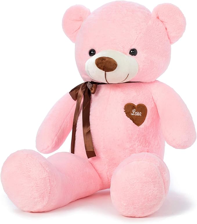 Big Teddy Bear Stuffed Animal with Love Heart 31.5 Inch Giant Plush Toy Large Soft Doll for Kids Girls Girlfriend Pink