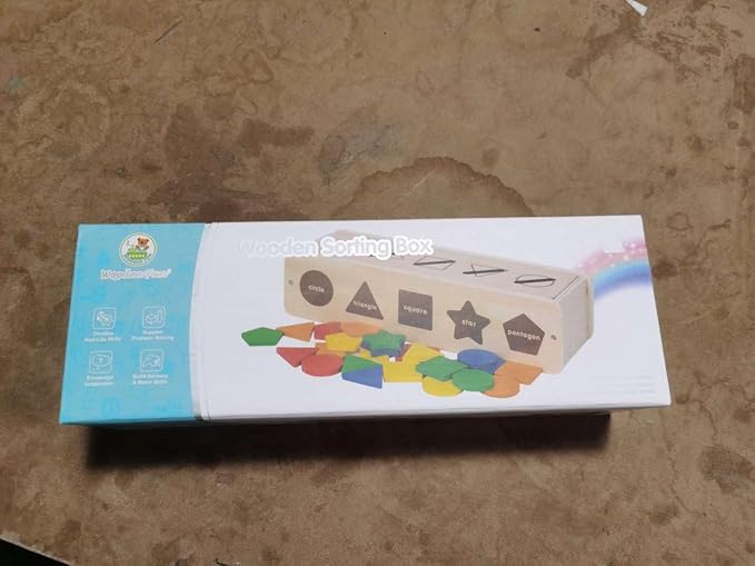 Color Shape Sorting Toy for Toddler, Wooden Montessori Shape Sorter Color Matching Box Game, Learning Sensory Toys Gift for Boy Girl 3 Year Old