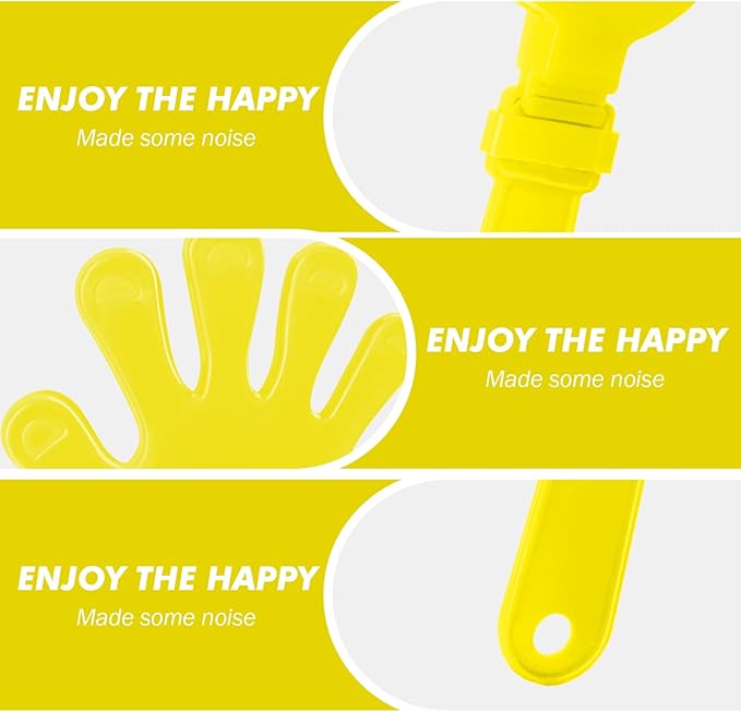 36 Pcs Hand Clappers Noisemakers 7.5 Inch Clappers Noisemakers Plastic Hand Clappers for Birthdays Game Football Sporting Events Cheers Supplies Dance Basketball Football Noisemakers（Yellow)