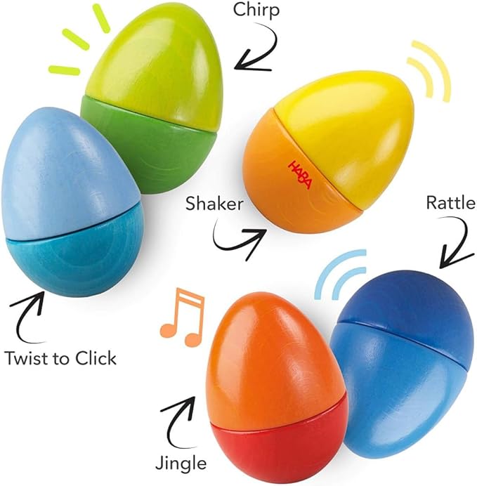 HABA Fun with Sounds Wooden Eggs - 5 Acoustic Sounds, Made in Germany, Kids Musical Instruments, Toddler Sensory Toys Montessori Toys for 2 yrs+