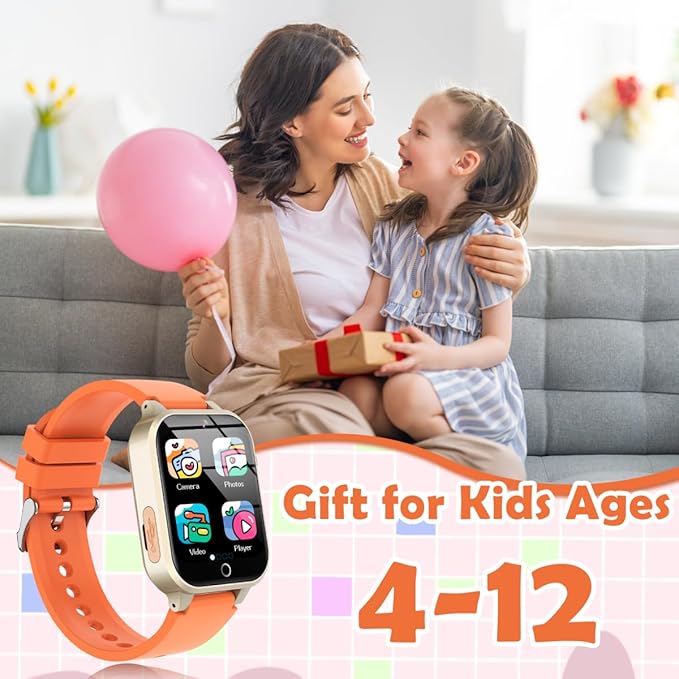 Luyiilo Kids Games Watch, with 26 Puzzle Games, Touch Screen, HD Camera, Alarm Clock, Toys for Ages 3-12 Years Old.Birthday Gift for Boys Girls (Orange)