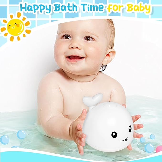 TFS TOP·FANS Whale Bath Toy Baby Gifts: Bath Toys for Toddlers 1-3 Sprinkler Light Up Bathtub Water Stuff Shower Newborn Boy Essentials 3 4 5 7 8 9 18 Pool 6-12 Month Old Girls Birthday Accessories