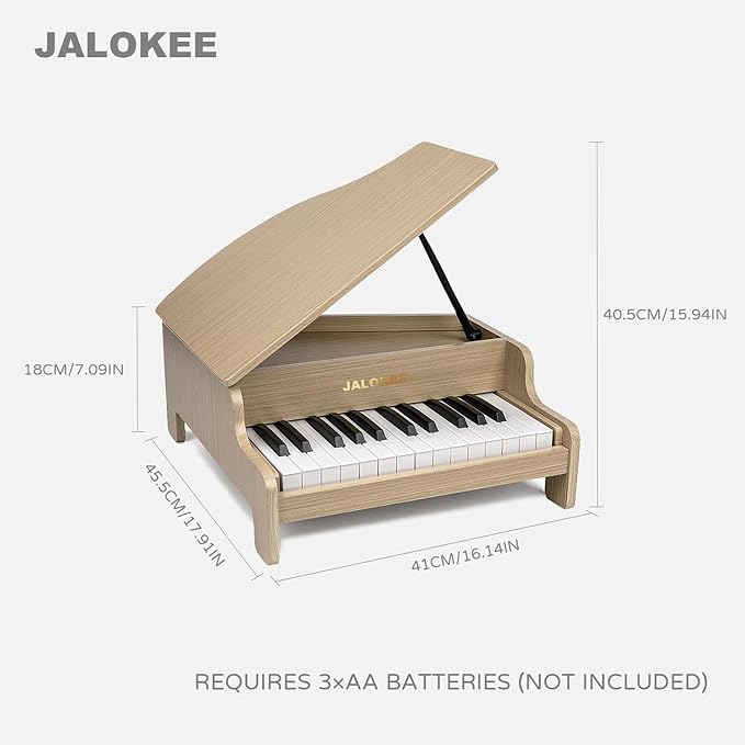 Kids Piano Keyboard, 25 Keys Grand Piano for Kids, Mini Music Educational Instrument Toy, Volume Adjustable, Wood Toy for Toddlers Girls Boys (Oak)