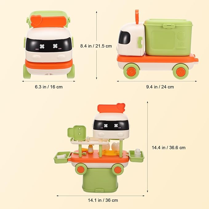 ERINGOGO 1set Boy Girl Doctor Kit with Storage Interactive Pretend Play Medical Tools for Toddlers Transformable Design into Car Toy Rich Accessories for Imaginative Role Play