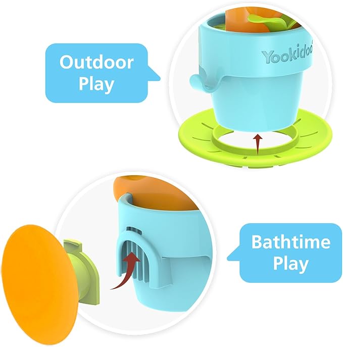 Yookidoo Toddler Baby Bath Toy (Ages 1-3) Pop-up Snail Sprinkler - Garden Adventure Set with Watering Can (Mold Free) Attach to Any Tub or Shower Fun for Bath time - Great for Boys,Girls,& Kids