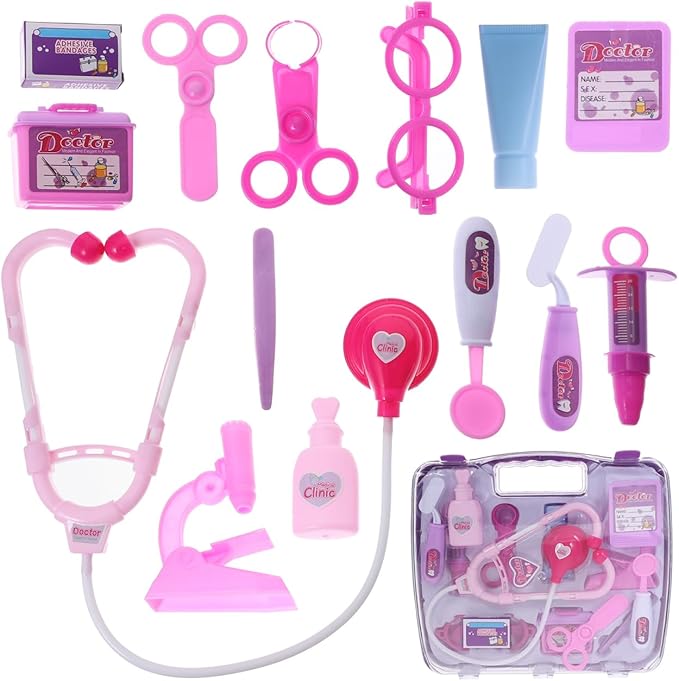 Totority Doctor Kit for Kids, 14Pcs Pretend Play Medical Set with Realistic Tools, Educational & Safe Toy for Toddlers and Preschoolers, Perfect for Role Play at Home and Parties