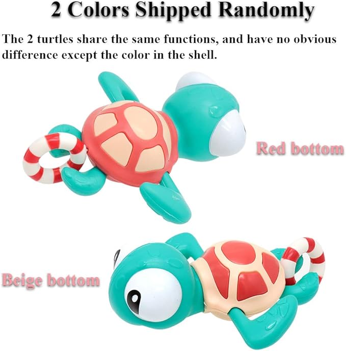 Pull String Baby Bath Toy Pull & Go Turtle Cute Swimming Turtle Windup Clockwork Bathtub Toy for Toddlers