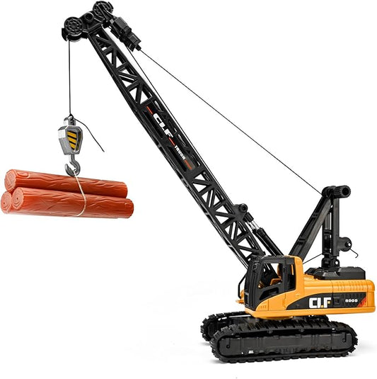 Construction Crane Toys for Boys,Crawler Cranes Truck Toy with Rotatable Fuselage Workbench and Liftable Robotic Arm,Cranes Truck with Simulated Lights,Crane Toys for Boys Age 4-7