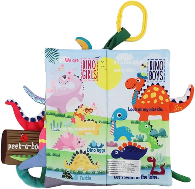 Dinosaur Baby Books 0-6 Months,Crinkle Cloth Books for Babies,Infant Tummy Time Toy Touch and Feel Toys 0-3-6-12-18 Months, Toddlers, Interactive Sensory Toys, Shower Baby Gifts for Boys Girls