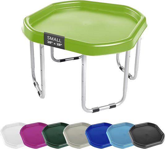 MEKA Small 28"x28" Tuff Tray Set Green, Activity Sensory Tray Plus Stand Children, Outdoor Play Sand and Water Table for Toddlers and Kids, Toy Boys Girls