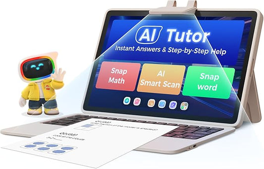 AI Kids Tablet with Parental Control - 50000+ Content AI Tutor Learning Tablet with ELA, Math, ABC, Word, Read, Phonics, STEM for Homeschooler Educational Study for G1 - G6 (TalPad T100 with Keyboard)