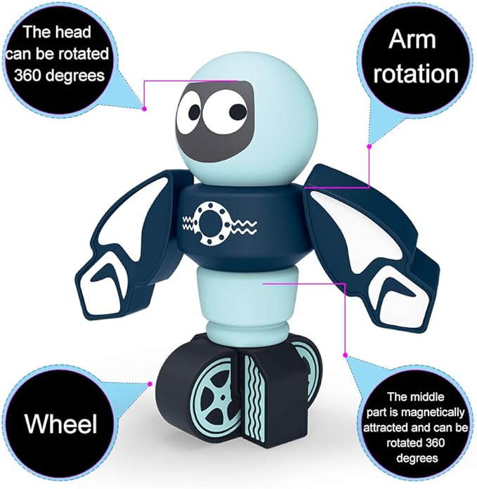 Gifts2U Magnetic Robots, 35PCS Magnetic Blocks Set for Kids with Storage Box, Stacking Robots Toy STEM Educational Playset for Boys and Girls Ages 3-6 Style A