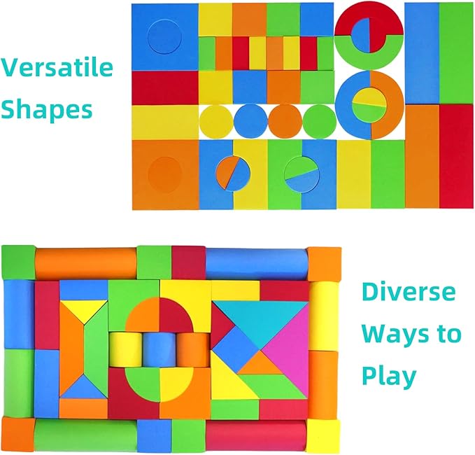 Soft Building Blocks for Toddlers 2-4, 94PCS Foam Stacking Blocks, Bath Toys for Kids, Preschool Learning STEM Toys & Gifts for Boys & Girls 18+ Months