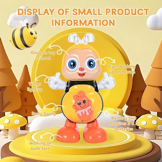 2026 New Electric Dancing Bee Toy for Kids, Interactive Light & Music Learning Sensory Toy, Fun Educational for Children Babies (Frog)