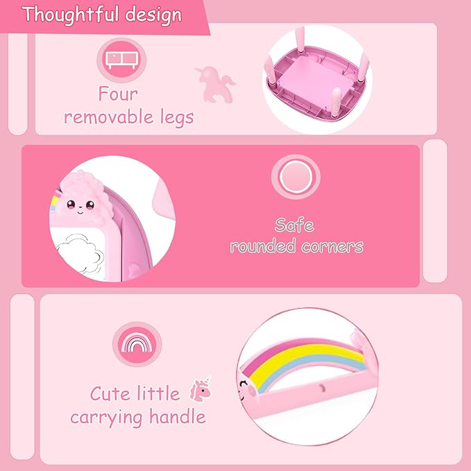 Unicorn Gift for 1-2 Years Old Girl, Girl Toys with Magnetic Letters and Numbers, Portable Doodle Board Easel, Learning and Educational Toy for 1-2 Years Old Girls (Pink)