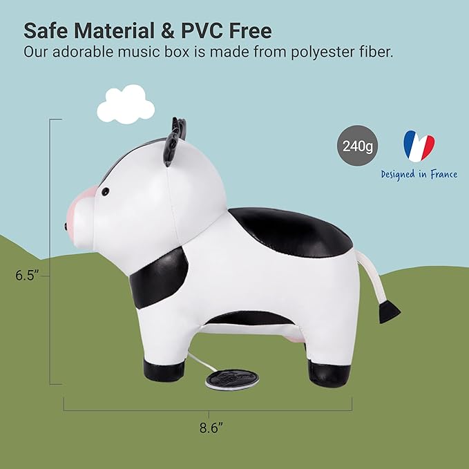 Little Big Friends Musical Baby Toy – Soft Plush Pull-String Cord Classical Toy for Baby & Toddlers | Soothing Stuffed Cuddly Animal Gift | Emma The Cow