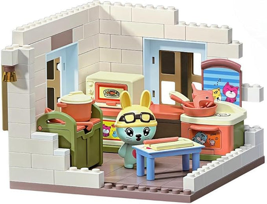 Koko's Cat Town DIY Miniature House Kit,Tiny House Kitchen Building Kit,Purrfect Dollhouse with 256PCS,Cat Toys Gift for Teens Kids Ages 3+ 3+,Dollhouse for 3 and up