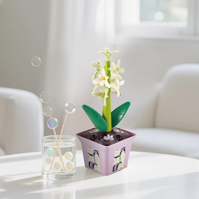 Musical Sunflower Piano Game Machine, Interactive Building Blocks Toy with Watering Can (Hyacinth)