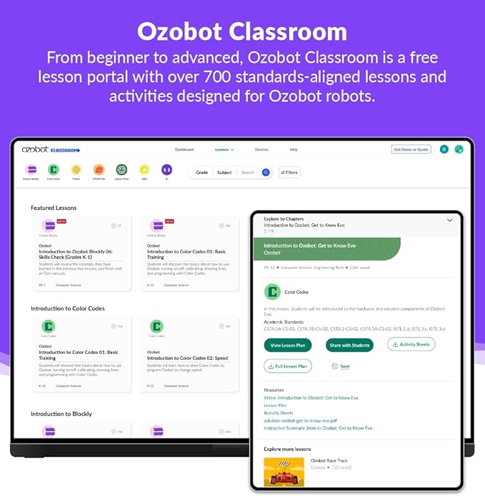 Ozobot Evo Entry Kit, Interactive Coding Robot, Kids Ages 5+, Includes Color Code Markers, Charging Cable, Zip Case, Access to 700+ STEM Lessons, Educators & Parents, No Coding Experience Required