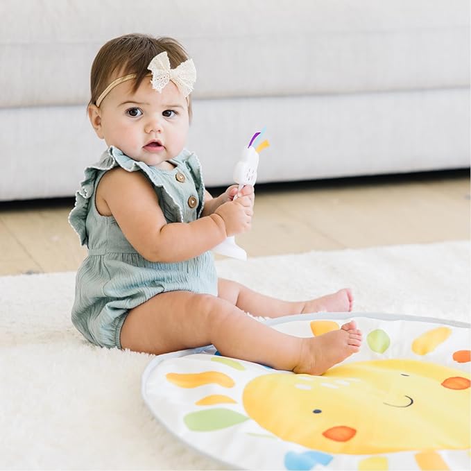 Move2Play 4-in-1 Baby Activity Center | Montessori-Inspired Design | 8 Interactive Toys | Tummy Time, Exersaucer & Toddler Table | Shower Gift | Essential | Must Have for 3, 6, 12 Month Old (Sun)