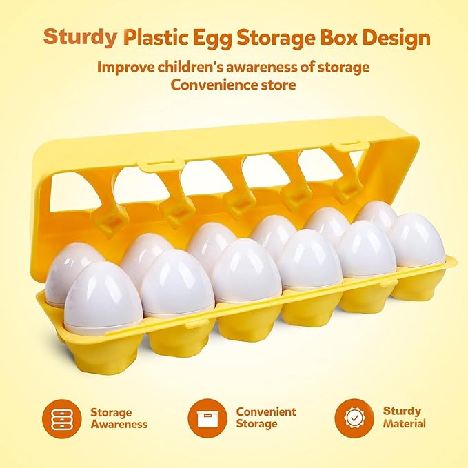 Matching Eggs Color Shape Recoginition Sorter Puzzle Travel Bingo Game Easter Baskets Stuffers Montessori Learning Educational Fine Motor Skill Toy for 3 4 5 Year Old