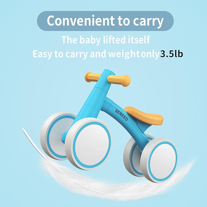 SEREED Baby Balance Bike for 1 Year Old Boys Girls 12-24 Month Toddler Balance Bike, 4 Wheels Toddler First Bike, First Birthday Gifts