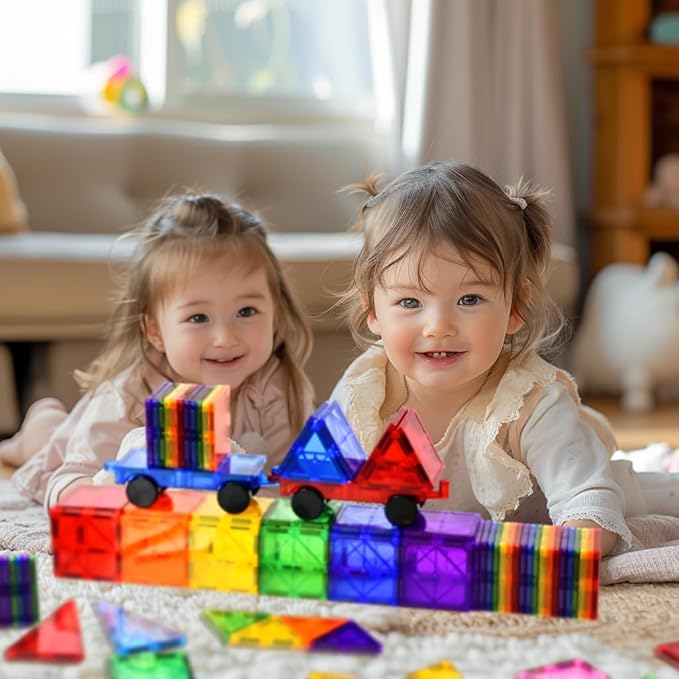 CuteTiger Mangetic Tiles, 100PCS Magnet Building Toys, Magnetic Building Set for Kids, Stacking Blocks, Perfect STEM Toys Gift for Boys and Girls