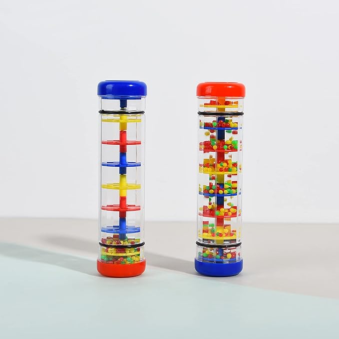 MIHEY 2 Pack Rainmaker Rain Stick Toy, 8 Inch Rainstick Musical Instrument for Babies Toddlers and Kids, Sensory Developmental Shaker